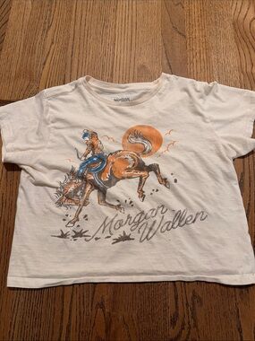 Morgan Wallen concert merch White Graphic crop Tee Rodeo Print sz small